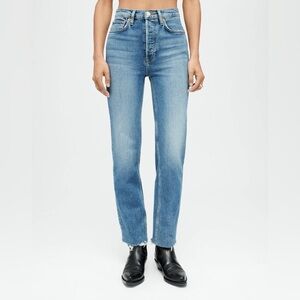 NWT RE/DONE 70’s Ultra High Rise Stove Pipe Blue Jeans Size 30